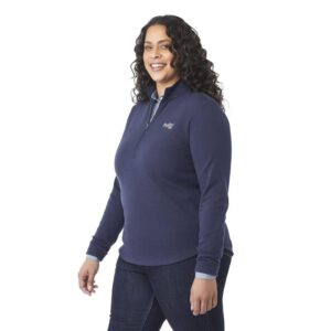 Custom Promotional Products 4 PR21435 1 Vintage Navy 573 DECORATED Womens RIGI Eco Knit Half Zip