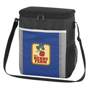 Custom Promotional Products 6 PR21587 2 BLACK WITH ROYAL DECORATED Caf Kooler Bag