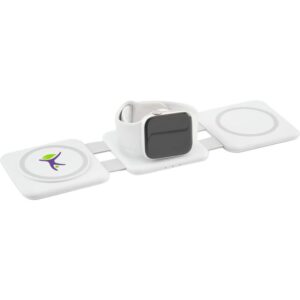 Custom Promotional Products 22 PR21939 1 White WH DECORATED 3 in 1 Power Fold 15W MagClick Wireless Chargers