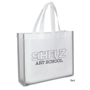 Custom Promotional Products 11 PR22115 1 WHITE DECORATED Reflective Non Woven Coloring Tote Bag With Crayons