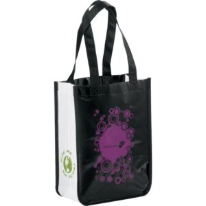 Custom Promotional Products 12 PR22425 1 Black BK DECORATED Gloss Laminated Non Woven Gift Tote