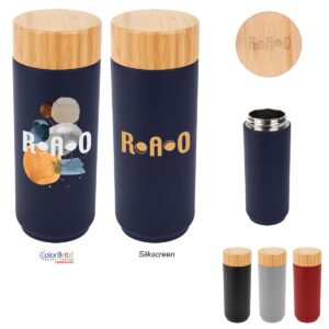 PR22751 16 Oz. Stainless Steel Lexington Bottle With Bamboo Lid