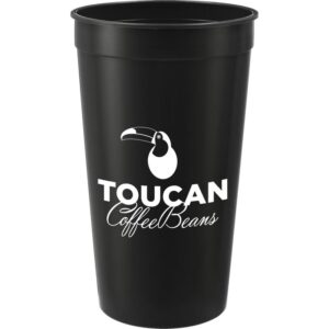 PR22921 1 Black BK DECORATED Solid 32oz Recycled Stadium Cup