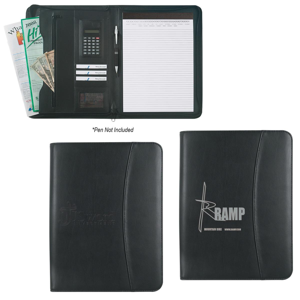 PR23133-Leather-Look-8-x-11-Zippered-Portfolio-With-Calculator.jpg PR23133 Leather Look 8 x 11 Zippered Portfolio With Calculator