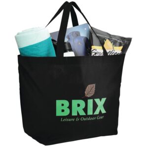 Custom Promotional Products 7 PR23711 1 Black BK DECORATED YaYa Budget Non Woven Shopper Tote
