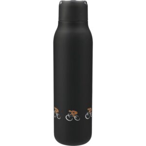Custom Promotional Products 12 PR24033 1 Black BK DECORATED Marka Copper Vac Bottle w Metal Loop 20oz