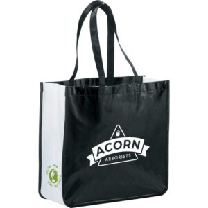Custom Promotional Products 3 PR24089 1 Black BK DECORATED Gloss Laminated Non Woven Shopper Tote