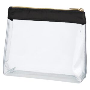 Custom Promotional Products 22 PR24303 1 CLEAR WITH BLACK DECORATED Sadie Satin Clear Cosmetic Bag