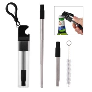 PR24331 1 BLACK DECORATED Straw Kit With Bottle Opener
