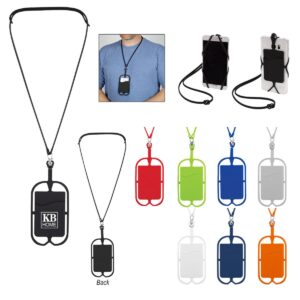 PR24675 Silicone Lanyard with Phone Holder Wallet