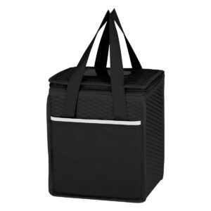 Custom Promotional Products 5 PR24809 1 BLACK DECORATED Non Woven Wave Design Kooler Lunch Bag