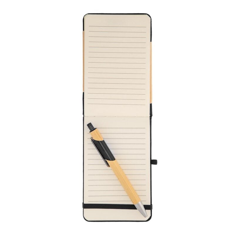 Real Estate Printing Products 28 PR25029 1 FSC BLACK DECORATED Bamboo Look Jotter Pen