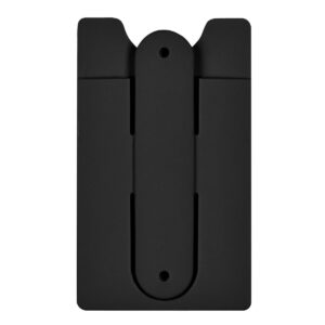 PR25173 1 BLACK DECORATED Silicone Phone Wallet With Stand