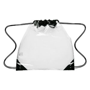 Custom Promotional Products 19 PR25183 1 CLEAR WITH BLACK DECORATED Touchdown Clear EVA Drawstring Backpack