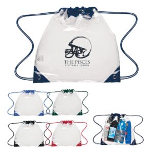 PR25183 Touchdown Clear EVA Drawstring Backpack