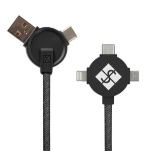 PR25435 1 BLACK DECORATED 5 Ft. 3 In 1 Lithium CC Charging Cable