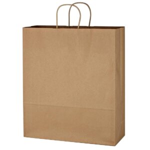 PR25705 1 NATURAL DECORATED Kraft Paper Brown Shopping Bag 16 x 19
