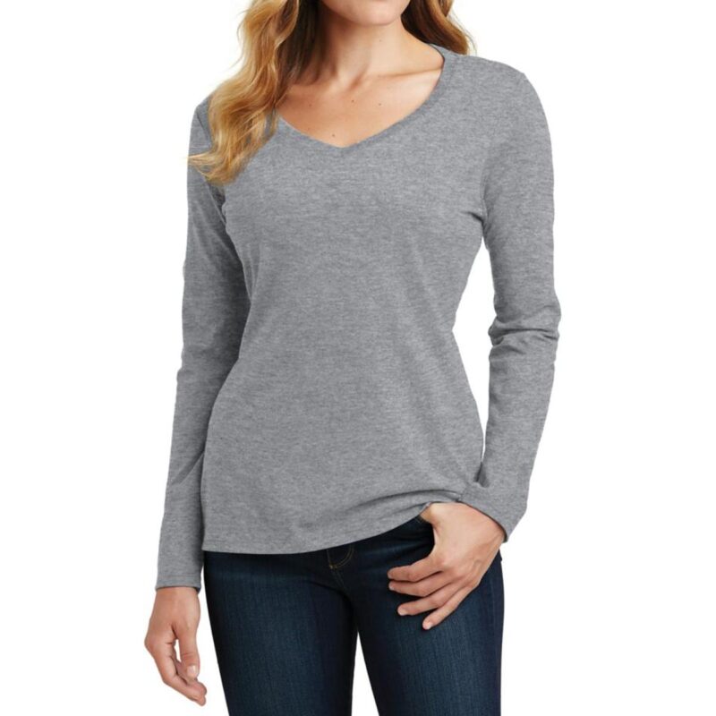 PR25769 Port Company Ladies Long Sleeve Fan Favorite V Neck Tee
