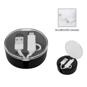 PR26481 1 BLACK DECORATED 3 in 1 Gallivant Retractable Charging Cable