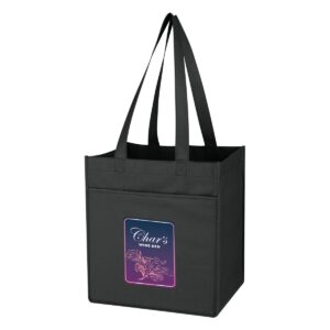 Custom Promotional Products 18 PR26515 1 BLACK DECORATED Non Woven 6 Bottle Wine Tote Bag