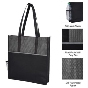 PR26913 1 BLACK DECORATED Promenade Non Woven Tote Bag