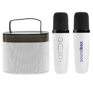 Custom Promotional Products 22 PR27713 2 WHITE WITH BLACK DECORATED Magic Mic Karaoke Set