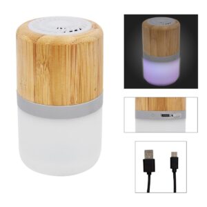 Custom Promotional Products 20 PR28107 1 WOOD COLOR DECORATED Bamboo Wireless Light Up Speaker 2.0