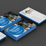 Painted Edge Postcards Blue Direct Mail EDDM Holiday Travel Promotion Marketing Restaurant Real Estate Personalized Events | Printmagic