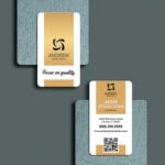 Spot UV Business Cards Vertical Rounded Corners Real Estate Auto Retail Marketing Branding Promotion Identity Visiting Mini Slim Folded QR Code Premium Stock