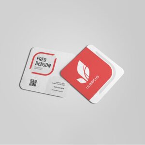 PrintMagic Home Page 52 rounded square business cards | Square Rounded Corner Business Cards printing | Personnel Associate | Premium Gloss and UV Coating Front & Back Sides and Rounded Corner 1/4" | Print Magic