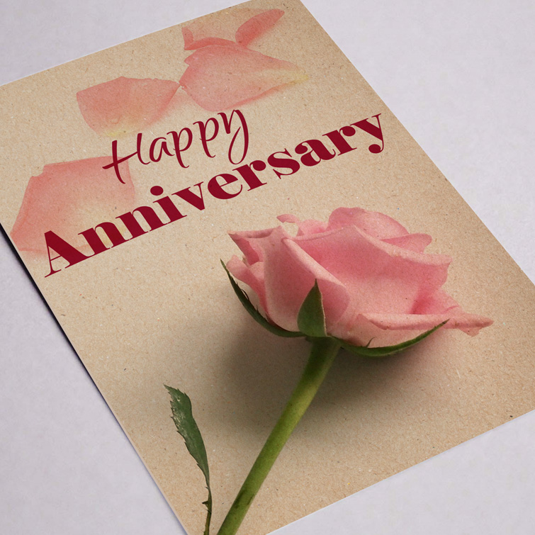 Vertical Brown kraft Greeting Cards eco friendly Happy Anniversary | Printmagic