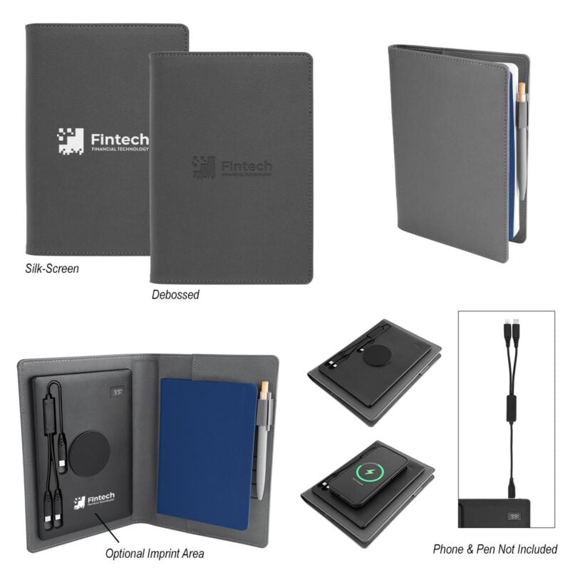 PR29806 Recycled Power Folio With Wireless Charger Power Bank 1
