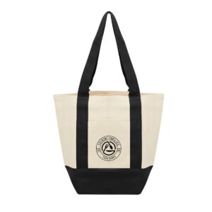 Custom Promotional Products 12 PR29306 1 NATURAL WITH BLACK DECORATED Small Starboard Recycled Cotton Canvas Tote 1
