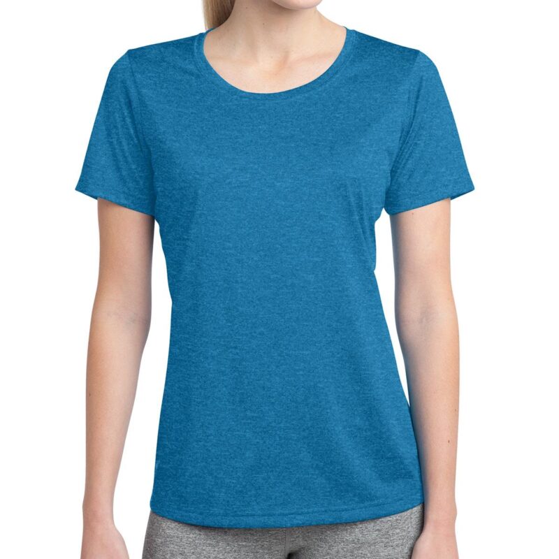 Political Printing 20 PR31659 1 Blue Wake Heather DECORATED Sport Tek Ladies Heather Contender Scoop Neck Tee