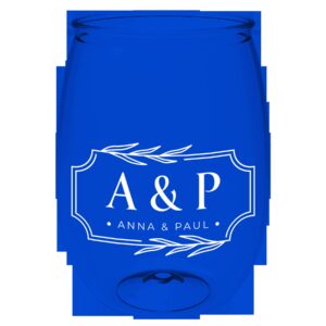 PR33923 1 Blue DECORATED Garyline Wineglass 16 oz