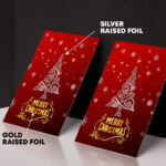 Dual raised Foil festive christmas postcard silver gold foil holiday greetings invite