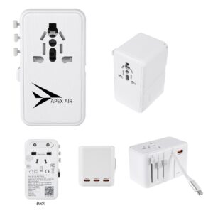 Custom Promotional Products 16 PR34829 1 WHITE DECORATED 35W International Travel Adapter Charging Cable