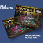 Dual Raised Holographic Foil & Gold Foil postcard wedding RSVP