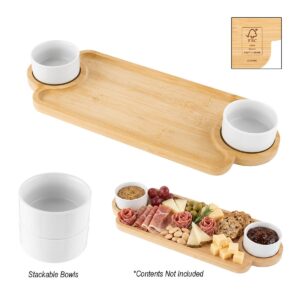 PrintMagic Home Page 76 PR35487 1 FSC NATURAL DECORATED Bamboo Serving Tray With Porcelain Bowls